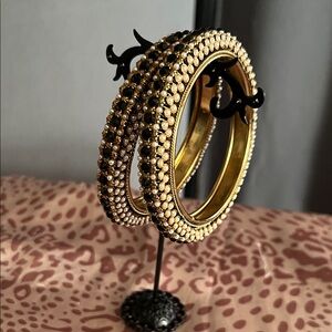 Elegant Gold and Black Bangle Set